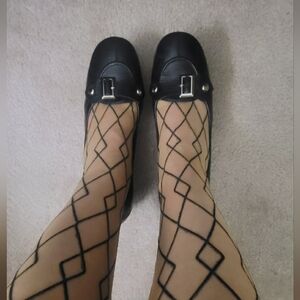 Nine West Vintage Black leather kitten heels with silver buckle Sz 7.5